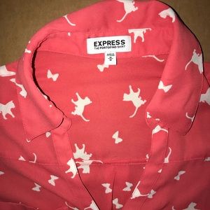 EXPRESS PORTOFINO SHIRT ALL OVER CAT PRINT